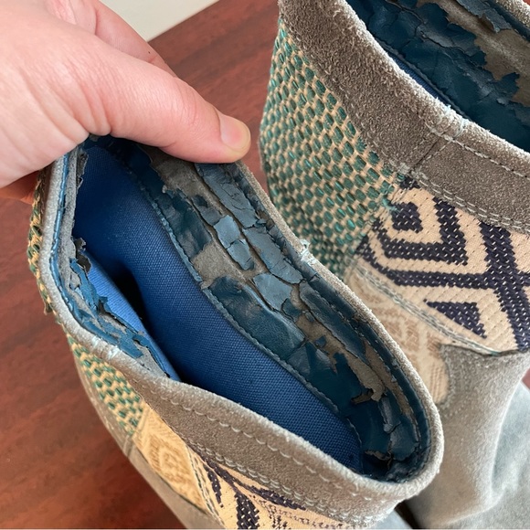 Desigual Western Embroidered Gray Blue Suede Patchwork Multicolor Boots - Picture 7 of 9